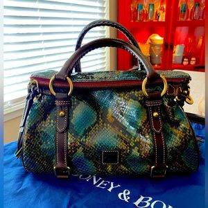 Dooney & Bourke Snake Multi Leather Satchel Crossbody Handbag, 15”